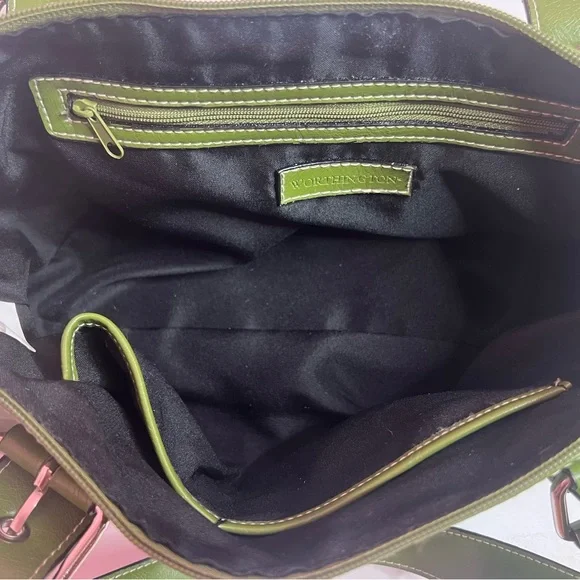 (SOLD) Vintage Green Leather Handbag - Picture 2 of 3